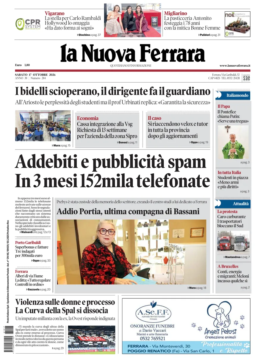 Prima-pagina-nuova ferrara-oggi-edizione-del-2026-10-17